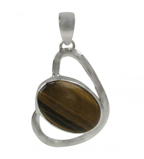 Oval Tiger Eye Pendant, Sterling Silver